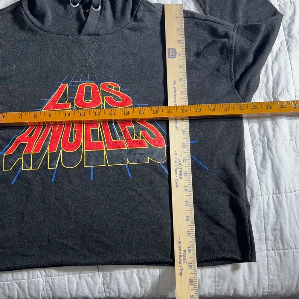 Forever 21 black‎ Los Angeles raw hem cropped hoodie size small